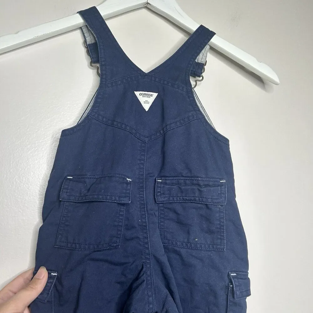 Vintage 90s Oshkosh ABC Navy Blue bib overalls 12 months